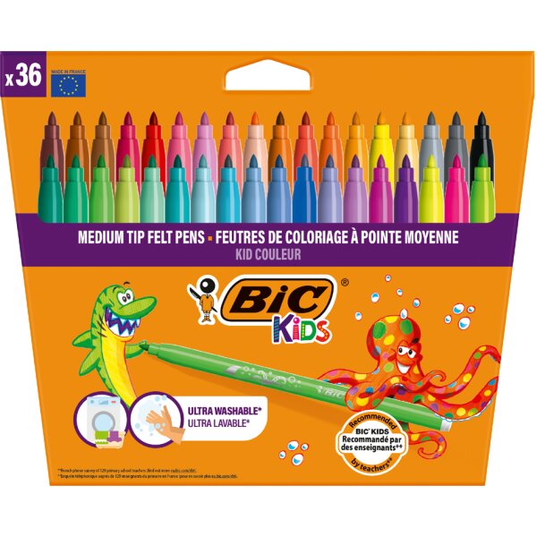 BIC Kids Fasermaler Kid Couleur medium, 36er Kartonetui