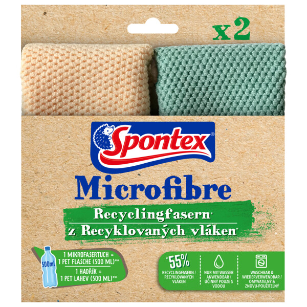 Spontex Mikrofasertuch aus Recyclingfasern, 2er Pack