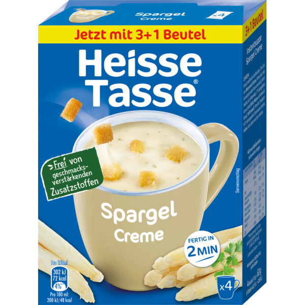 HEISSE TASSE Instantsuppe Spargelcreme mit Croutons für 600ml, 4 Stück
