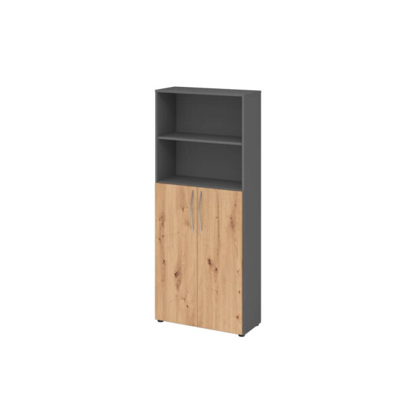 HAMMERBACHER Hammerbacher Regal u. Flügeltürenschrank, 5 OH, Graphit Asteiche