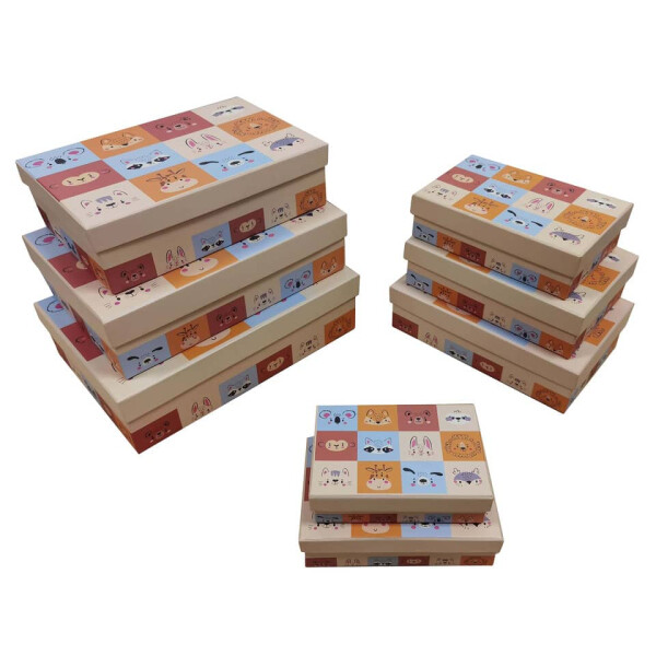Geschenkkarton Tiere, 8 teilig, flach 52546