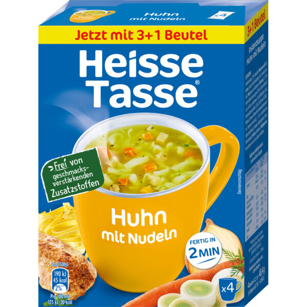 HEISSE TASSE Instantsuppe Huhn mit Nudeln für 600ml, 4 Stück 2235341008