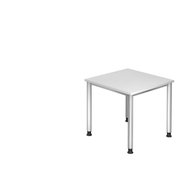 HAMMERBACHER Hammerbacher Schreibtisch 4-Fu&szlig;-Gestell rund, 80 x 68-76 x 80 cm, wei&szlig; silber