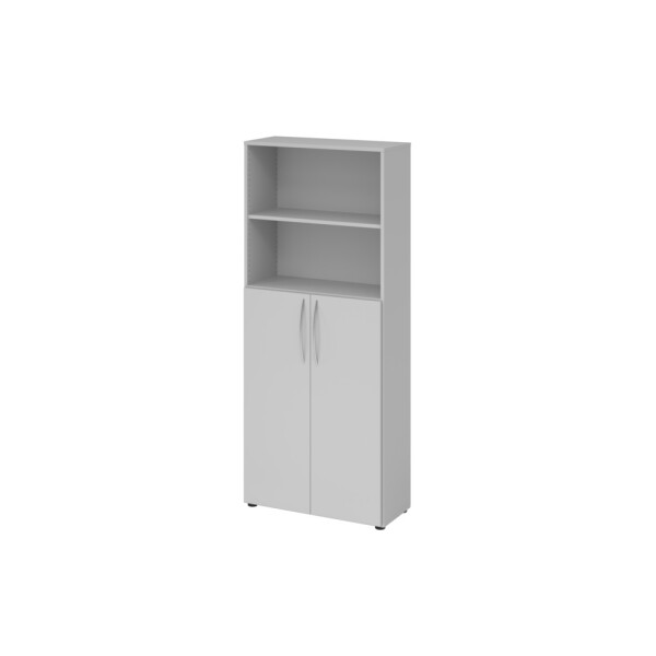 HAMMERBACHER Hammerbacher Regal u. Flügeltürenschrank, 5 OH, Grau Grau, Montageservice
