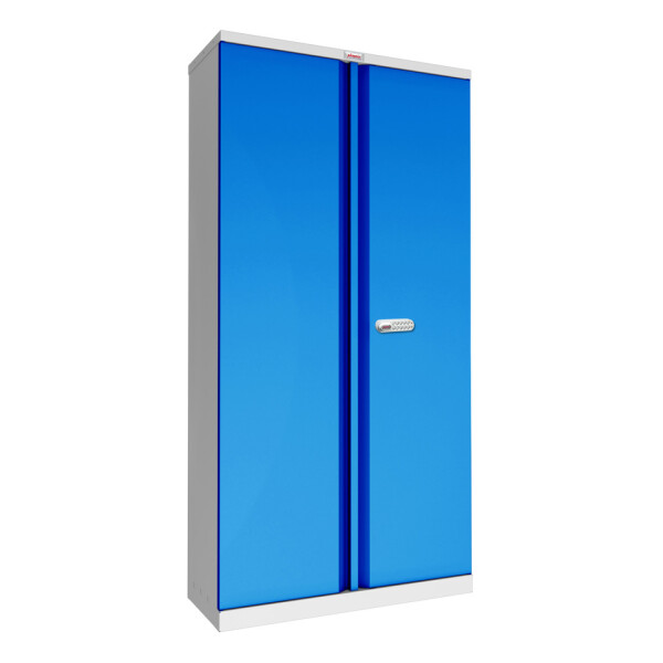 PHÖNIX SAFE Flügeltürenschrank, Elektronikschloss, 4 Fachböden, Stahl, grau blau