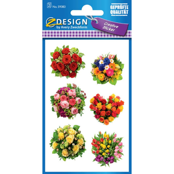 AVERY ZWECKFORM Z-Design 54383, Blumenaufkleber, 85 x 160 mm, Kleinpackung, 12 Sticker 2 B&ouml;gen