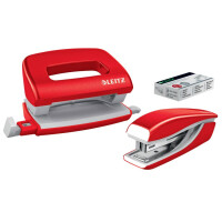 LEITZ 5561 Set Mini Locher Heftgerät NeXXt WOW, rot...