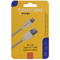 TEKMEE Ladekabel USB-A USB-C fishnet weiß