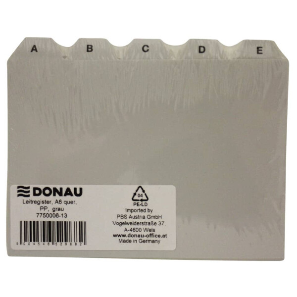 DONAU Leitregister, A6 quer, PP, grau 7750006-13