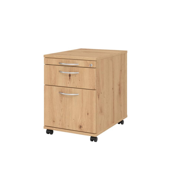 HAMMERBACHER Hammerbacher Rollcontainer, 42,8 x 59 x 58 cm, 1 Schub, H&auml;ngeregistratur, Bogengriff, Asteiche