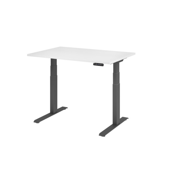HAMMERBACHER Hammerbacher Schreibtisch C-Fu&szlig; elektrisch, 120 x 64-129 x 80 cm, h&ouml;henverstellbar, wei&szlig; Graphit, Montage