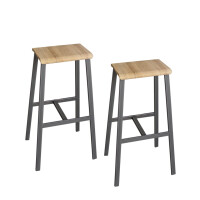 HAMMERBACHER Hammerbacher Barhocker, 2er Set, asteiche grau