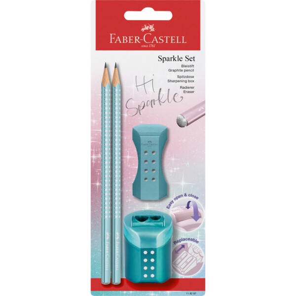 FABER-CASTELL Schreibset Sparkle Cosmic, 4-tlg., ocean metallic