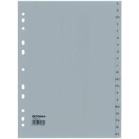 DONAU Ordnerregister A-Z, 20-teilig, 22,5x29,7cm, grau