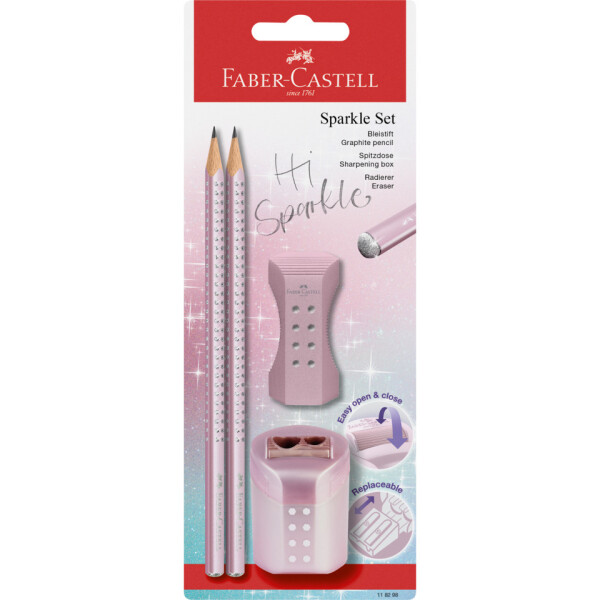 FABER-CASTELL Schreibset Sparkle Cosmic, 4-tlg., rose metallic