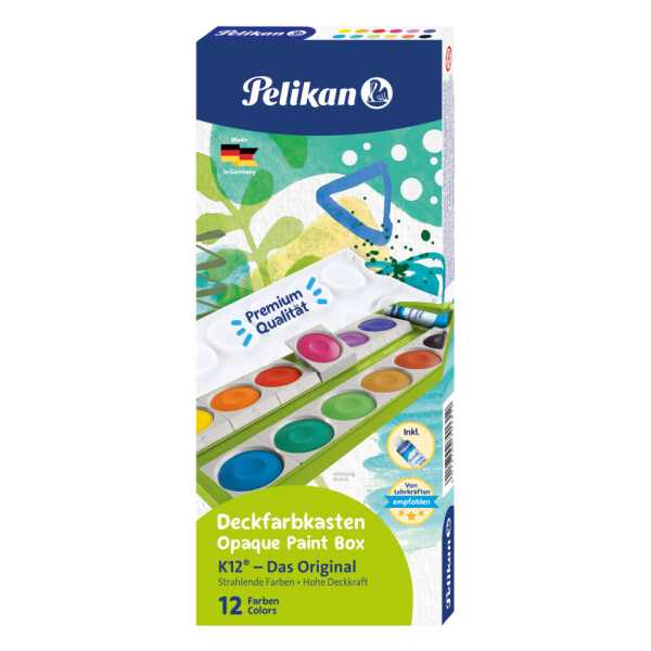 PELIKAN Farbkasten 12er + Deckwei&szlig;, gr&uuml;n 300008250