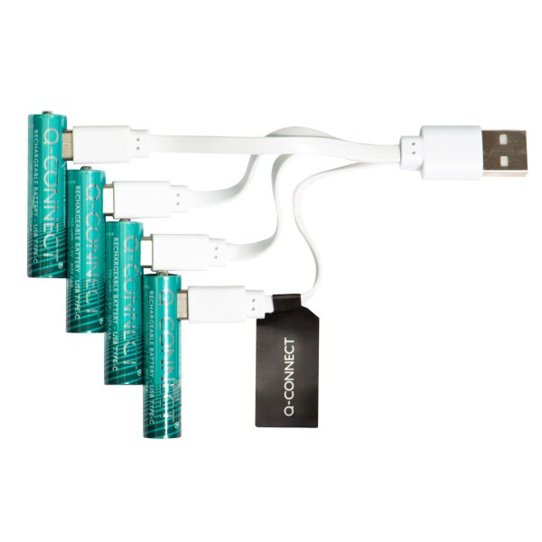 Q-CONNECT Akku-Batterien Rechargeable, Micro AAA HR03, 1,2 V, 4 St&uuml;ck