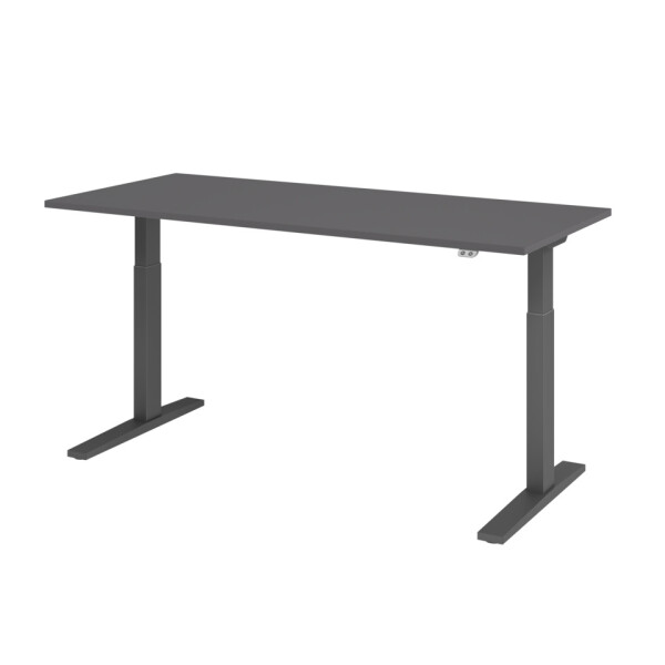 HAMMERBACHER Hammerbacher Schreibtisch T-Fu&szlig; elektrisch, 180 x 80 x 70-120 cm, h&ouml;henverstellbar, graphit graphit, Montageservice