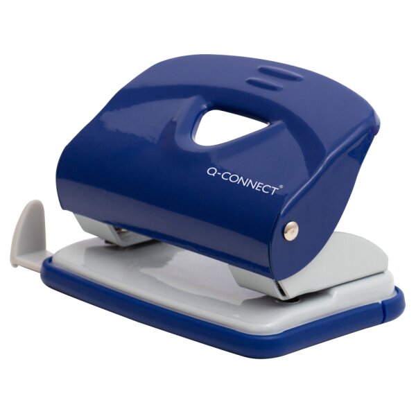 Q-CONNECT Locher, 20 Blatt, Anschlagschiene, Metall, blau grau KF14218