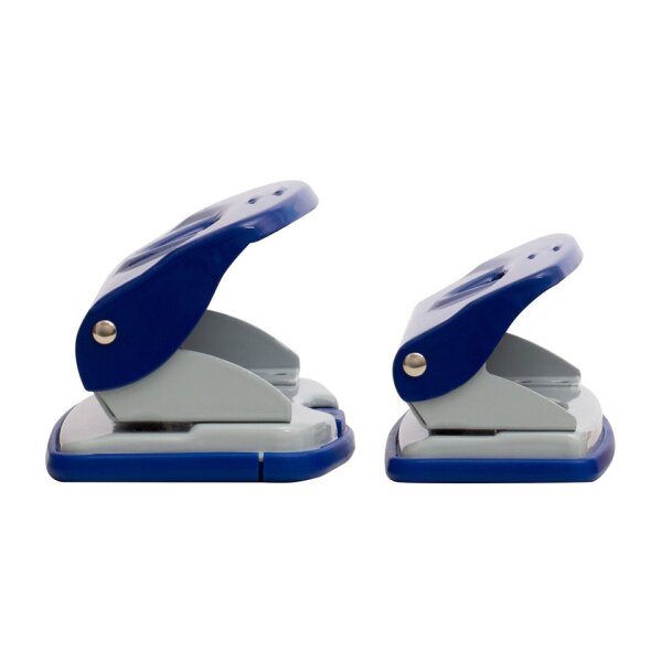 Q-CONNECT Locher, 20 Blatt, Anschlagschiene, Metall, blau grau KF14218