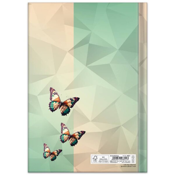 RNK Notizbuch Schmetterling, A5, 70g m&sup2;, 96 Blatt, kariert 46821