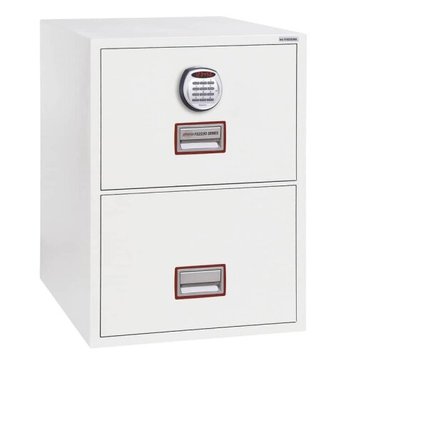 PH&Ouml;NIX SAFE H&auml;ngeregistraturenschrank Vertical Fire File, 2 Laden wei&szlig;, Elektronik-Schloss
