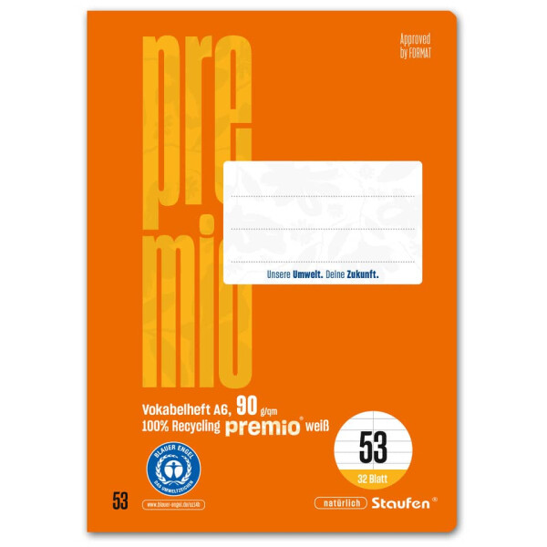 STAUFEN PREMIO Vokabelheft LIN 53, A6, 32 Blatt, orange