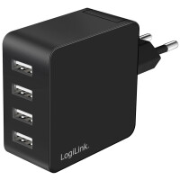LogiLink USB-Steckdosenadapter, 4x USB-A, 24 Watt,...