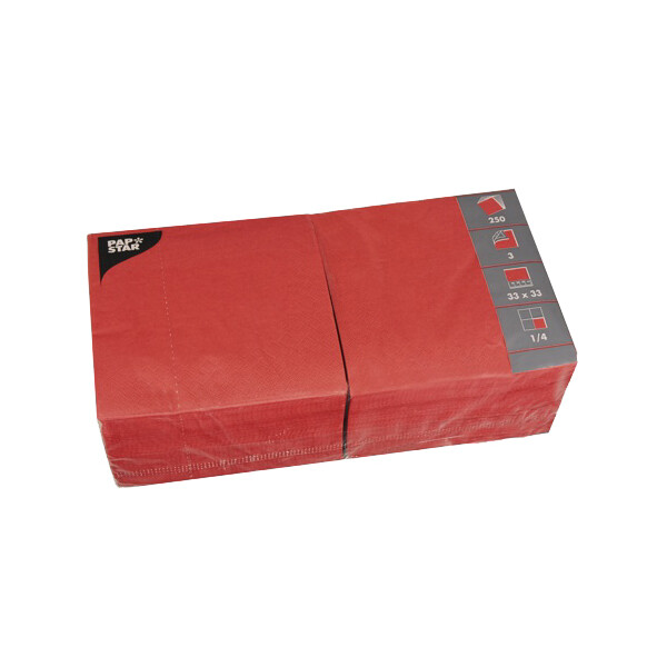 PAPSTAR Lunch-Servietten, 330 x 330 mm, 3-lagig, rot