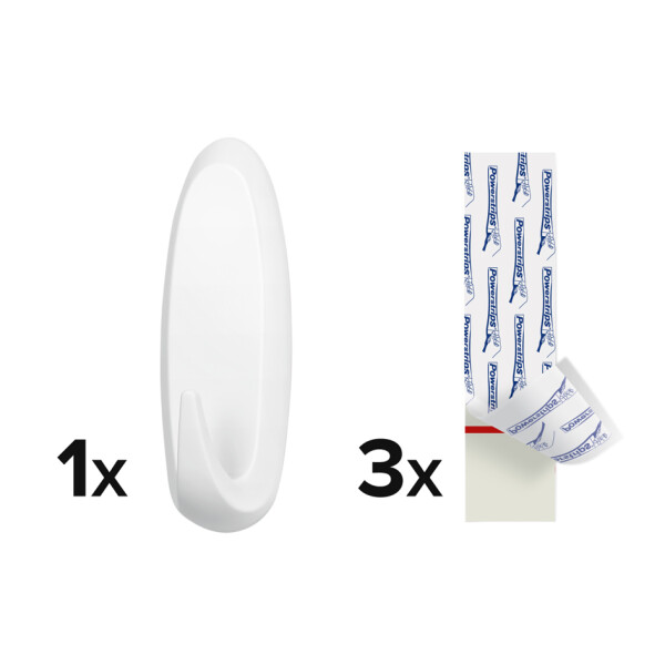 tesa Powerstrips Haken EXTRA LARGE Oval, weiß