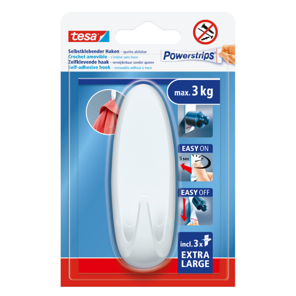 tesa Powerstrips Haken EXTRA LARGE Oval, weiß
