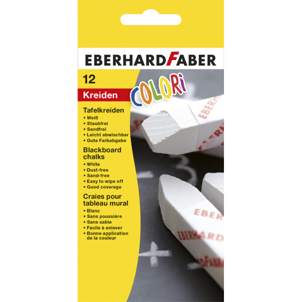EBERHARD FABER Wandtafelkreide COLORI, weiß, 12er Kartonetui