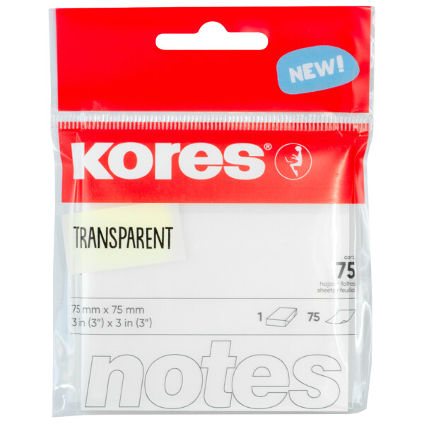 Kores Haftnotizen "TRANSPARENT", 75 x 75 mm, blanko