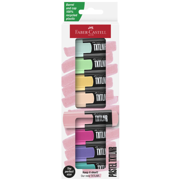 FABER-CASTELL Mini-Textmarker TXTLNR Pastell, 4er Kartonetui