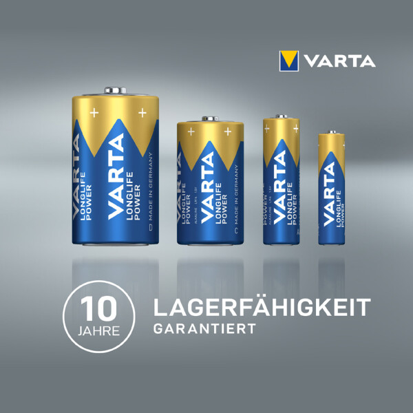 VARTA Alkaline Batterie Longlife Power, Mono (D LR20), 4er