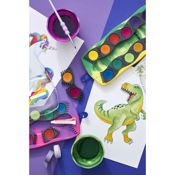 FABER-CASTELL Deckfarbkasten CONNECTOR Einhorn, 12 Farben