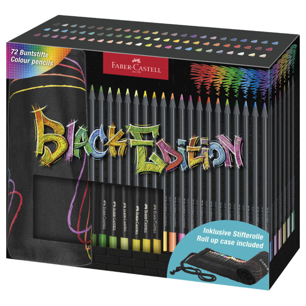 FABER-CASTELL Dreikant-Buntstifte Black Edition, Stifterolle