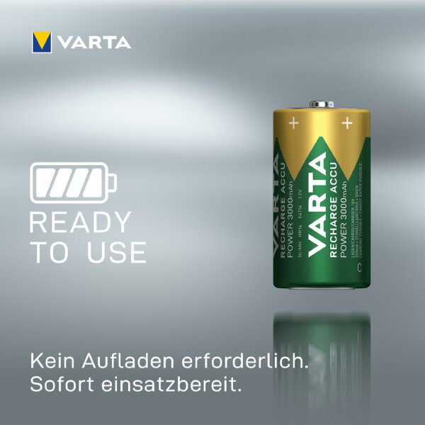 VARTA NiMH Akku "RECHARGE ACCU Power", Mono (D), 3000 mAh