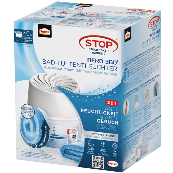 Pattex Bad-Luftentfeuchter AERO 360 inkl. 450 g Tab, weiß