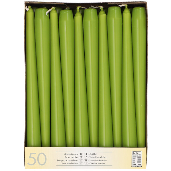STARPAK Leuchterkerzen, 22 mm, olivgr&uuml;n, 50er Pack