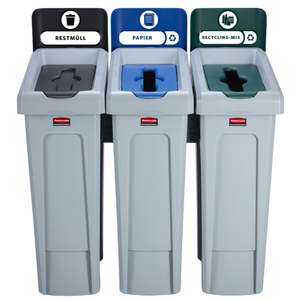 Rubbermaid Slim Jim Recycling-Station, 3 x 87 Liter