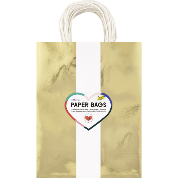 folia Papier-Tragetaschen GOLD GLÄNZEND, Größe: M