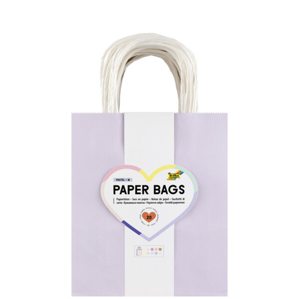 folia Papier-Tragetaschen PASTELL, Gr&ouml;&szlig;e: M, farbig sortiert