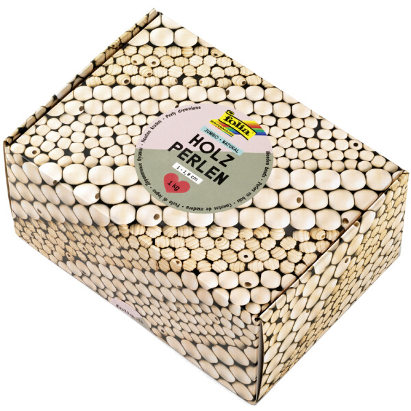 folia Holzperlen-Mix BASIC Jumbobox, 1 kg