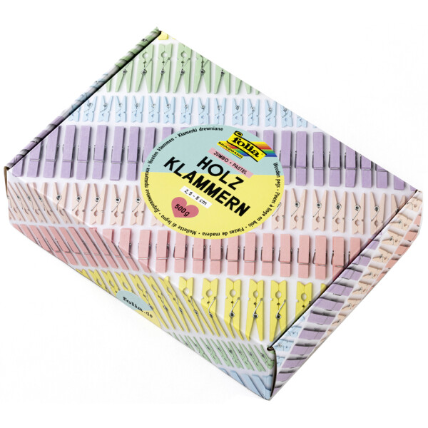 folia Holzklammern-Mix PASTEL Jumbobox, 500 g