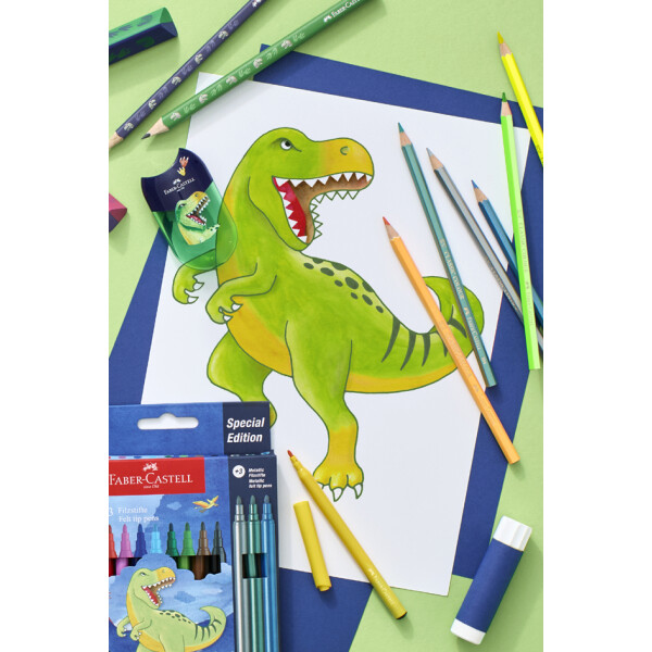 FABER-CASTELL Fasermaler Dino, 18+6 Kartonetui