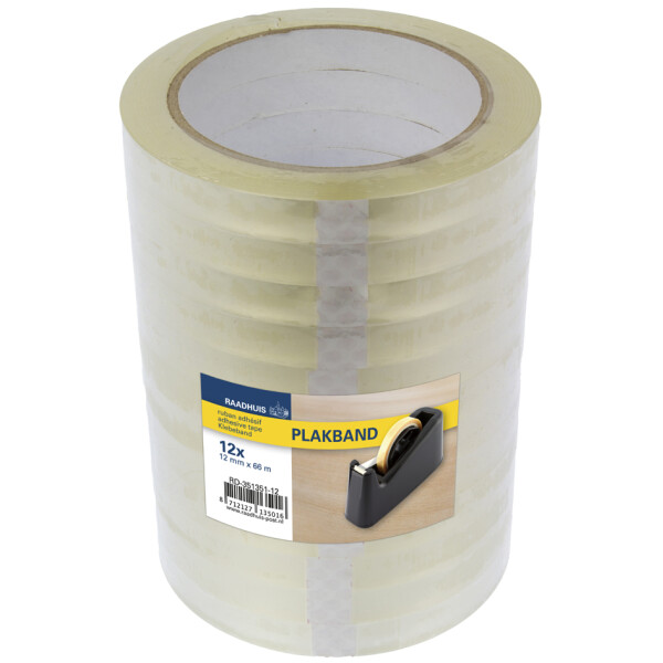 RAADHUIS Klebefilm, 12 mm x 66 m, PP, transparent