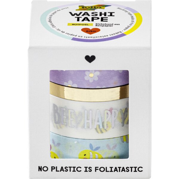 folia Deko-Klebeband Washi-Tape "HOTFOIL WILDLIFE", 4er Set