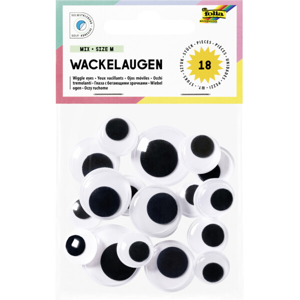 folia Wackelaugen-MIX, Gr&ouml;&szlig;e S, selbstklebend