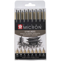 SAKURA Fineliner PIGMA MICRON, 8er Etui, schwarz